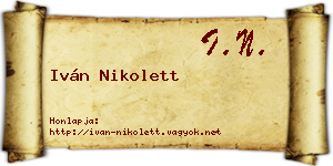 Iván Nikolett névjegykártya