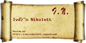Iván Nikolett névjegykártya